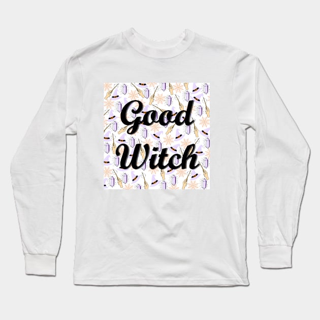 Halloween Witch Pattern Long Sleeve T-Shirt by Susy Maldonado illustrations